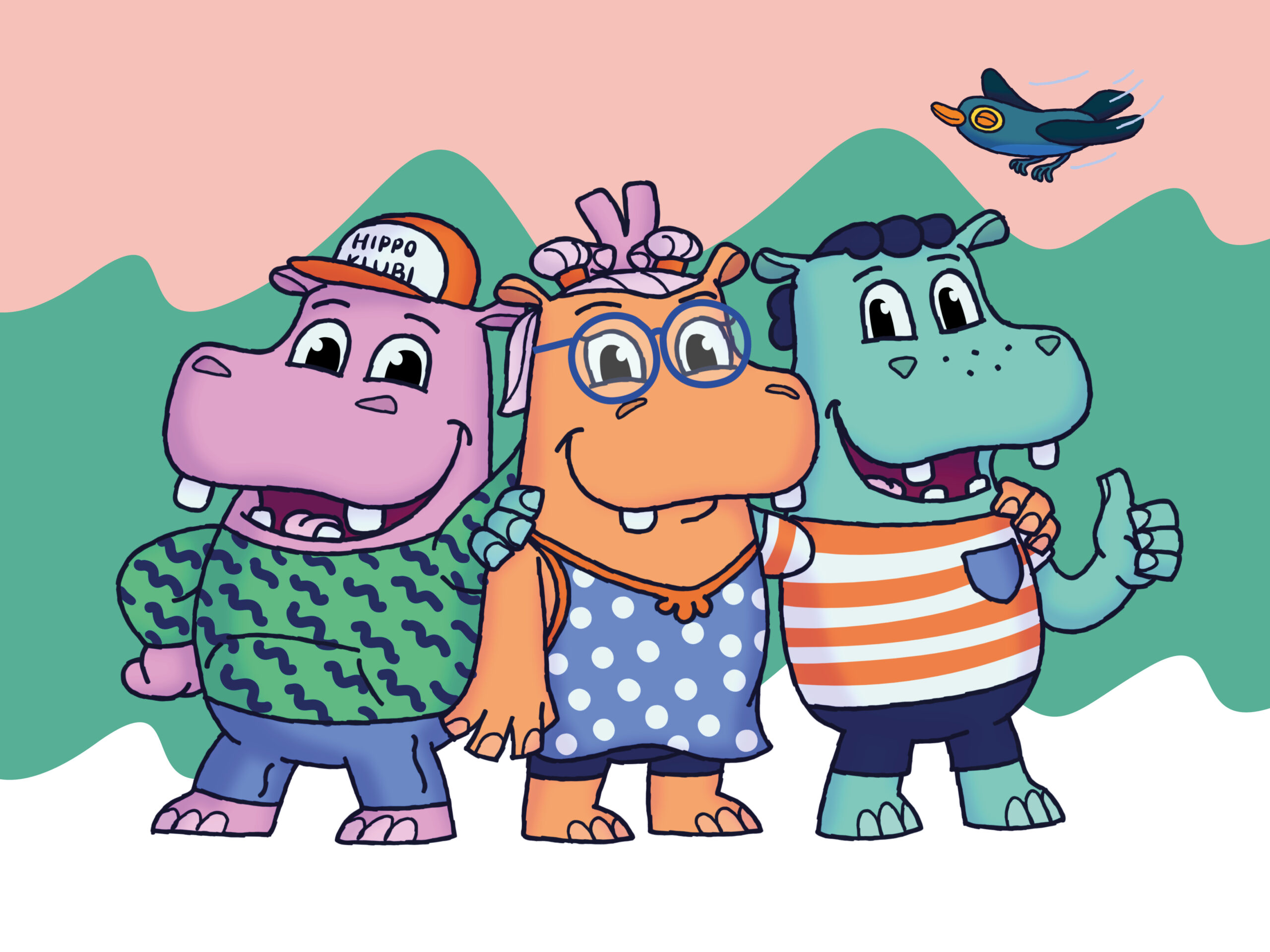 Hille, Henri ja Hanna seisovat odottavan näköisinä.